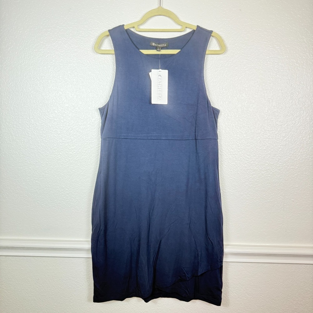 ATHLETA Women's Navy La Palma Sleeveless Soft Stretch Tank Dress L NWT Travel